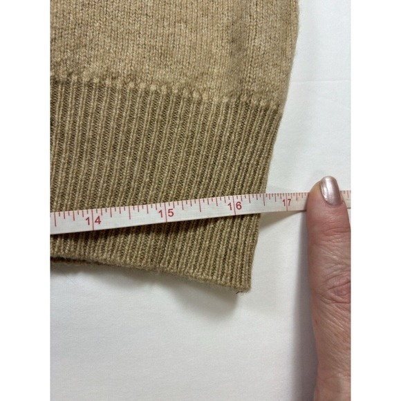 Vintage Glen Abbey Cashmere Sweater Tan 40 M V-neck Long Sleeve Pullover Ireland - Picture 5 of 6